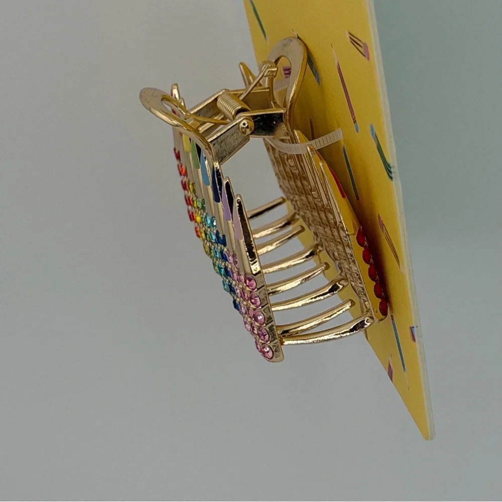 Piper K Crayon Colored Pencil Claw Clip Gold Tone Rhinestones